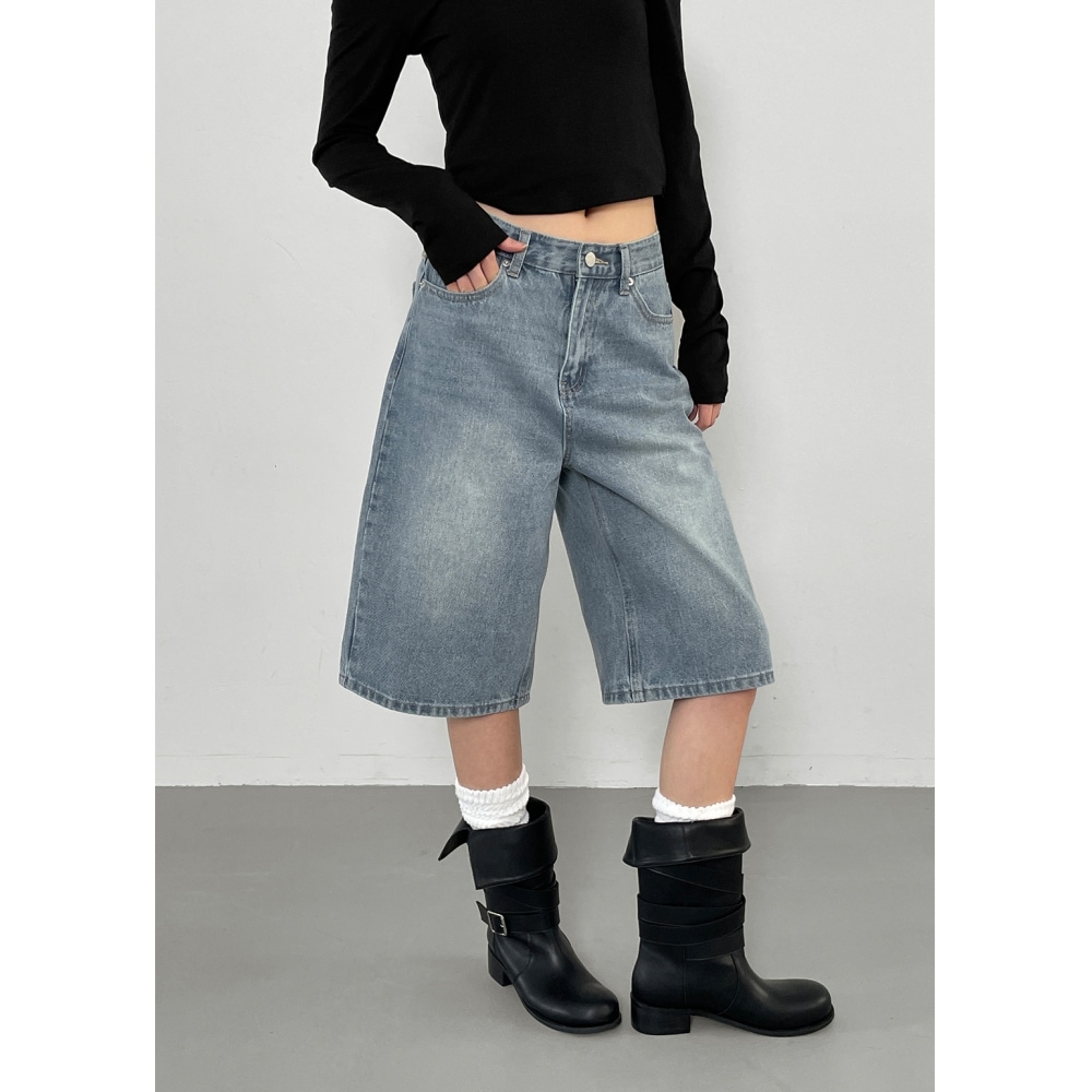 ブラックアップ [MADE] サマー ボーイシー バミューダ デニムパンツ