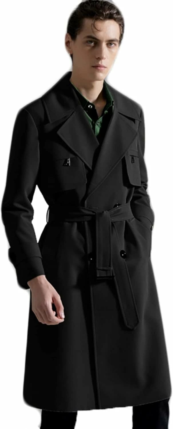 メンズ チェスターコート ロング丈 スプリングコート カジュアル ビジネス 防風防寒 春服 スプリングコート アウター シンプル ベルト付き ダブルブレスト お洒落 大きいサイズ アウトドア 通勤 通