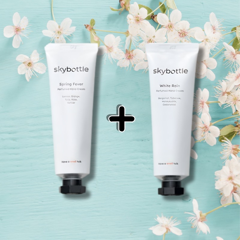 [春迎え ハンドケア1 + 1] べたつかない パフューム ハンドクリーム スプリングフィーバー50ml+ホワイトレイン50ml