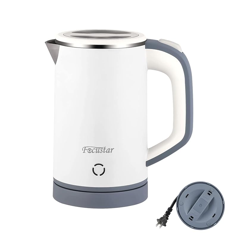 即納：Focustar 電気ケトル 小型 0.8L 湯沸かしケトル 電気ポット 快速沸騰 沸騰後自動OFF 空焚き防止 蓋取り外し可能 お手入れ簡単 一人用