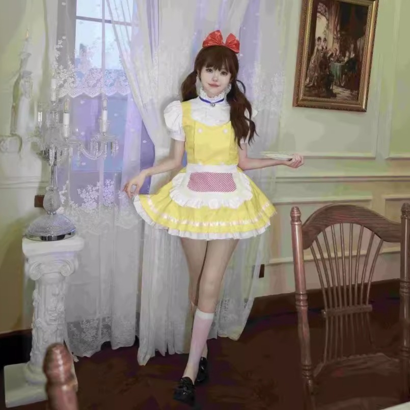 ひよこ黄日韓かわいいメイド服金色鈴メイド服cosアニメ服猫女装舞台演じる