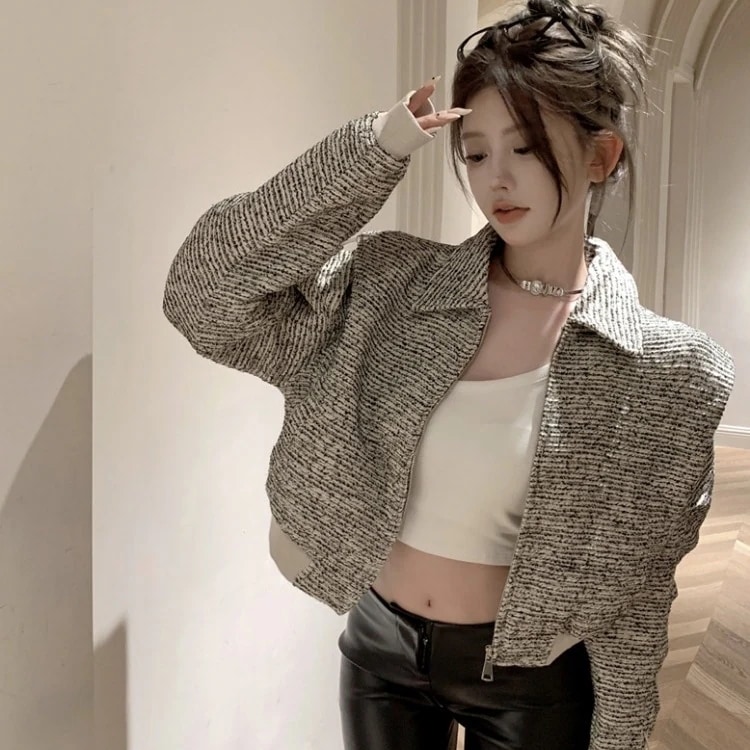 工ガ割-大人っぽく今らしい アウター 羽織り ショート丈 きれいめ カジュアル 韓国っぽ L 通勤 フェミニン 女っぽ オフィスフレンチ