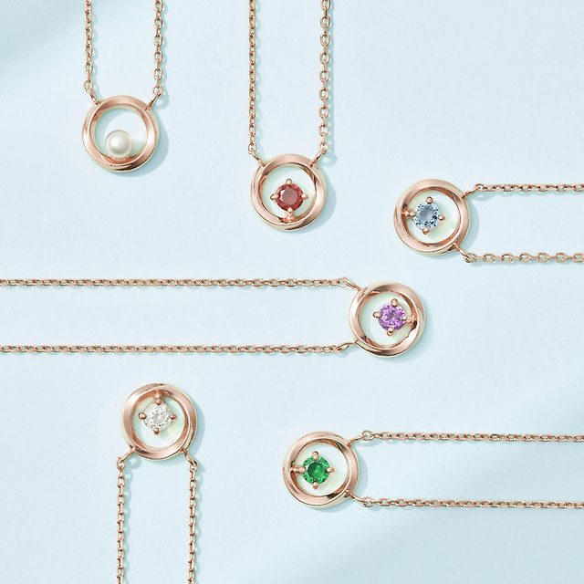 ミニポーチおまけ [単独+包装] リボンパッケージ+メッセージカード 幸運の誕生石ネックレス 12種 択1