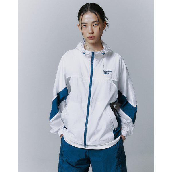 [24SS] メッシュハイブリッドウィンドブレーカー - ホワイト：ターキッシュブルー REJU4EJ51WT