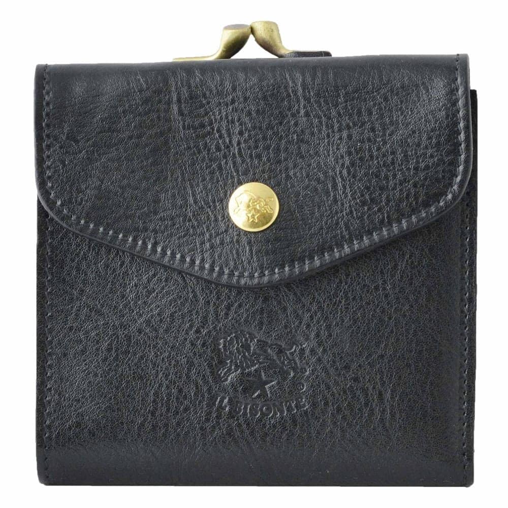 イルビゾンテ 財布 IL BISONTE Black がま口小銭入れ付 二つ折り財布 C0423P1