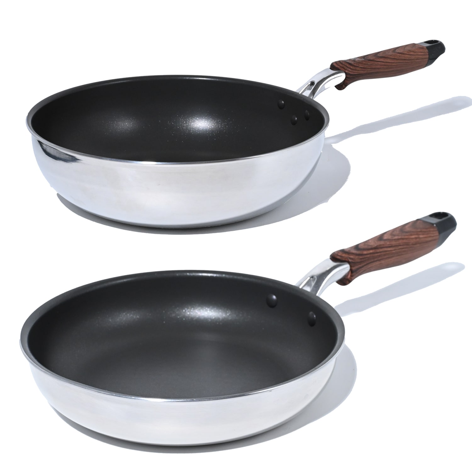 フライパン チタンコート＋ふっ素樹脂塗膜加工 ノンスティック 高熱効率 こげつきにくい ガス火 IH対応 PFOA PFOS フリー 耐摩耗性試験75万回クリア (26cm×28cm/炒め鍋)