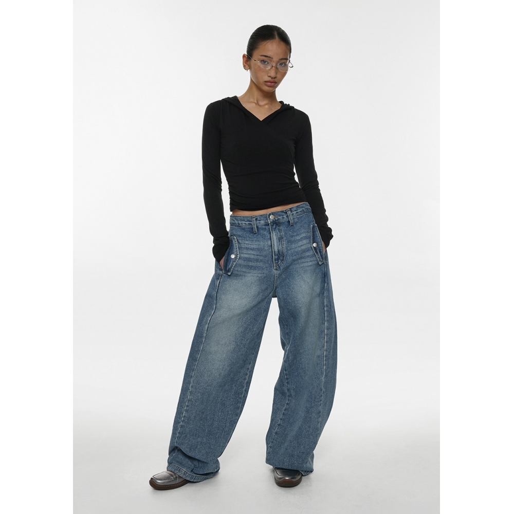 ブラックアップ [製] フラットツーウェイバルーンデニムパンツ