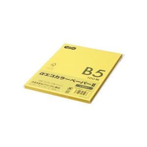 （まとめ） TANOSEE αエコカラーペーパーII B5 イエロー 少枚数パック 1冊（100枚） 15セット