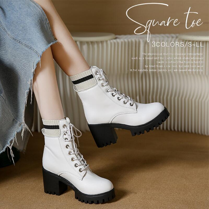 ショートブーツ レディース ブーツ 編み上げブーツ 編み上げ ミドルブーツ レースアップブーツ 春