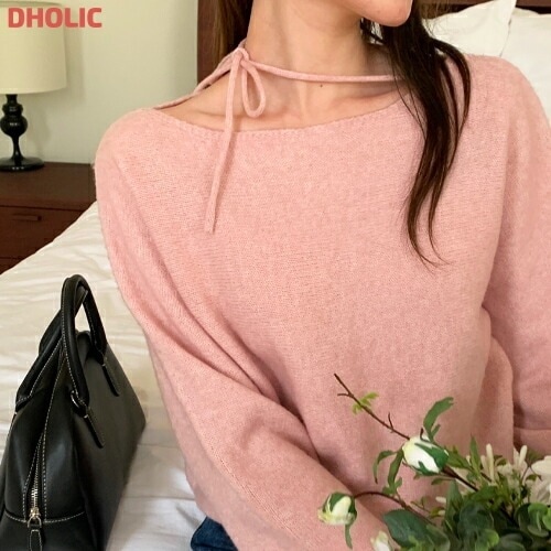 リボンボートネックカラーニット・1938197