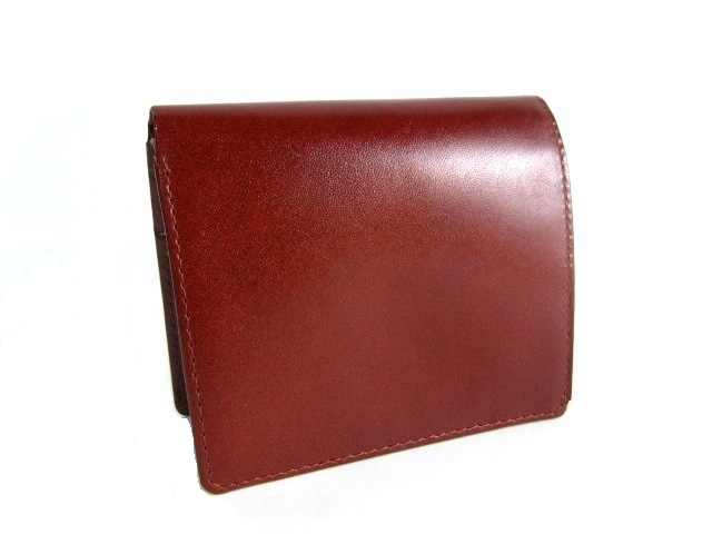 本牛革　二つ折り（小銭入れ付き） ワイン