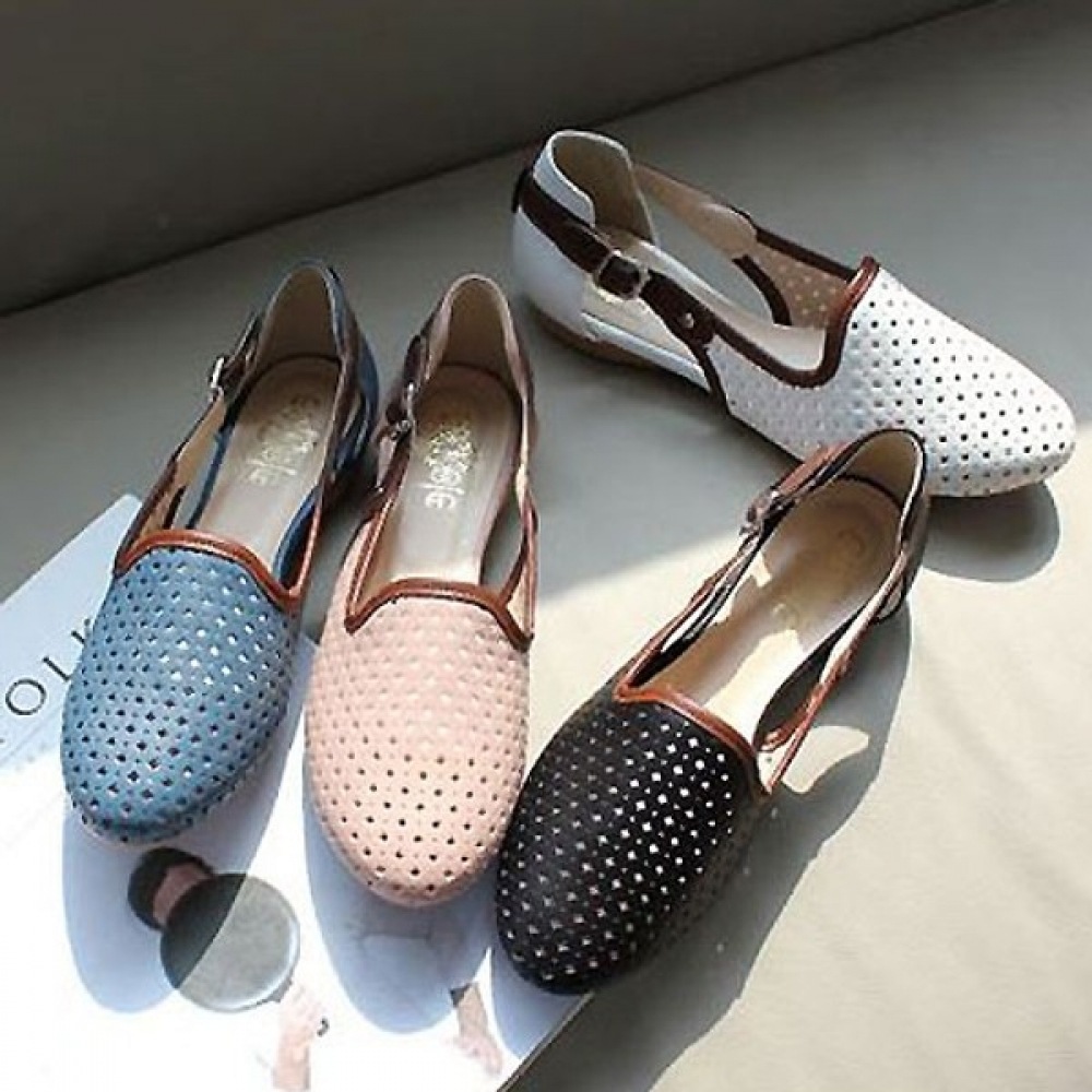 (Ninaspari) ソフトで快適なボールパンチングフラットクラシック快適な履き心地 (8J144)