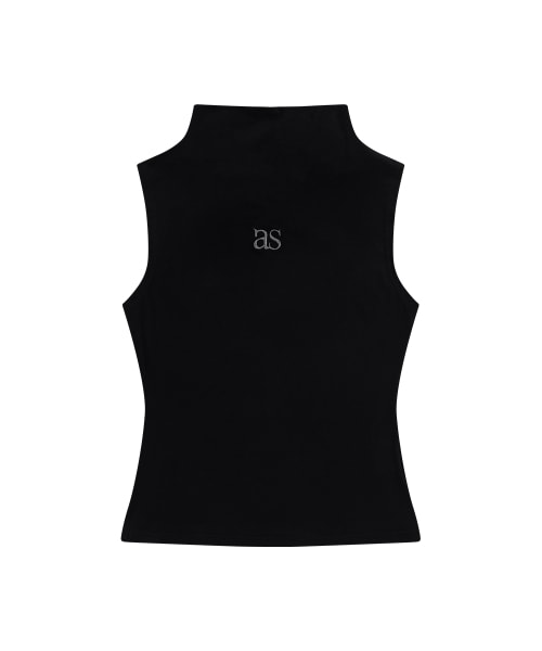 【AS"ON】 HUSH HIGH-NECK SLEEVELESS / BLACK 正規品