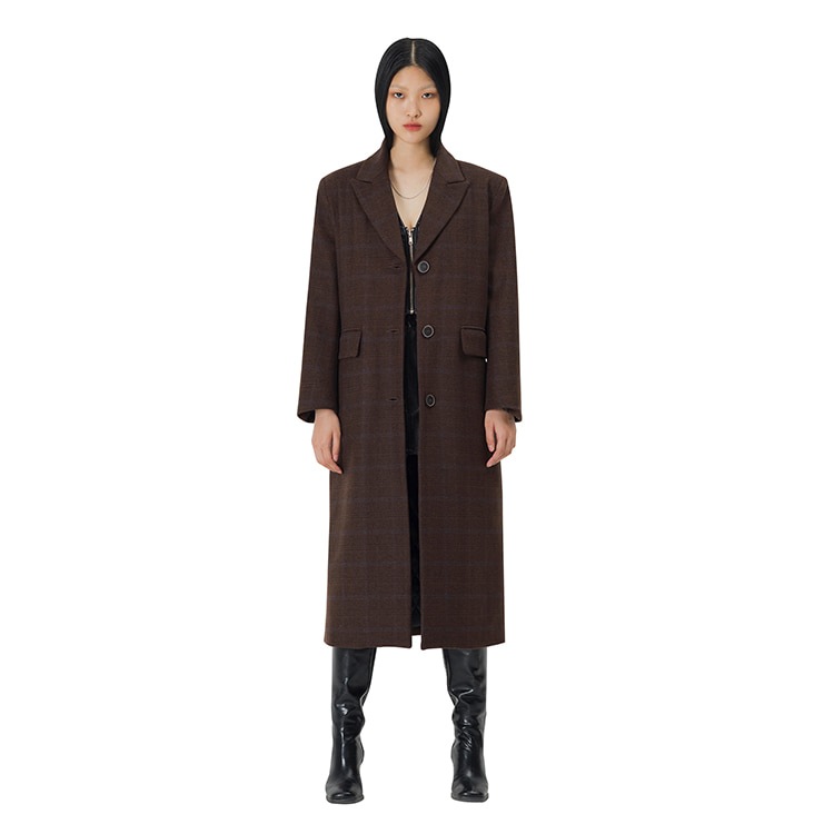 C BACK RHINESTONE LONG COAT_BROWN