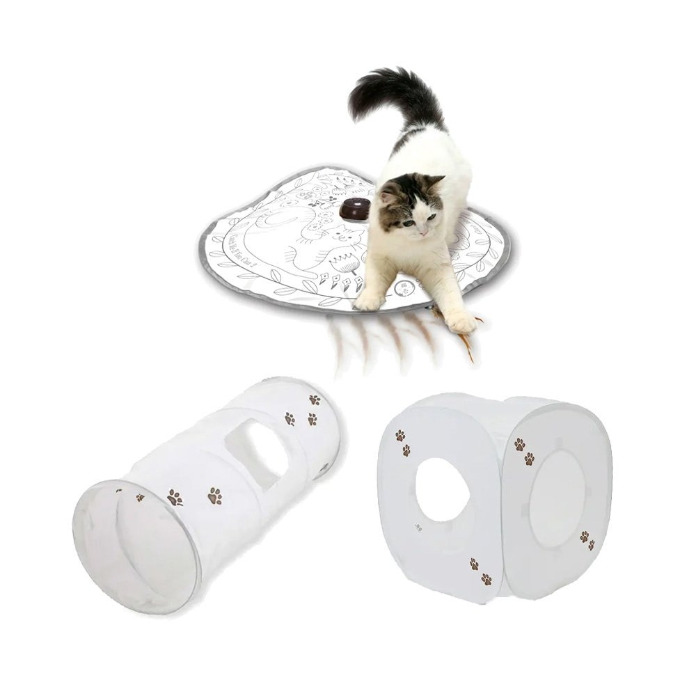 猫用　トンネル　おもちゃ満足セット　ホワイト　ＣＲＣ30―59―04―46―00