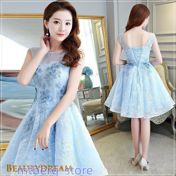 春新作 ドレス ウェドレス 花嫁ミニドレス 可愛いレース ウエドレス 露背 可愛い姫系h394