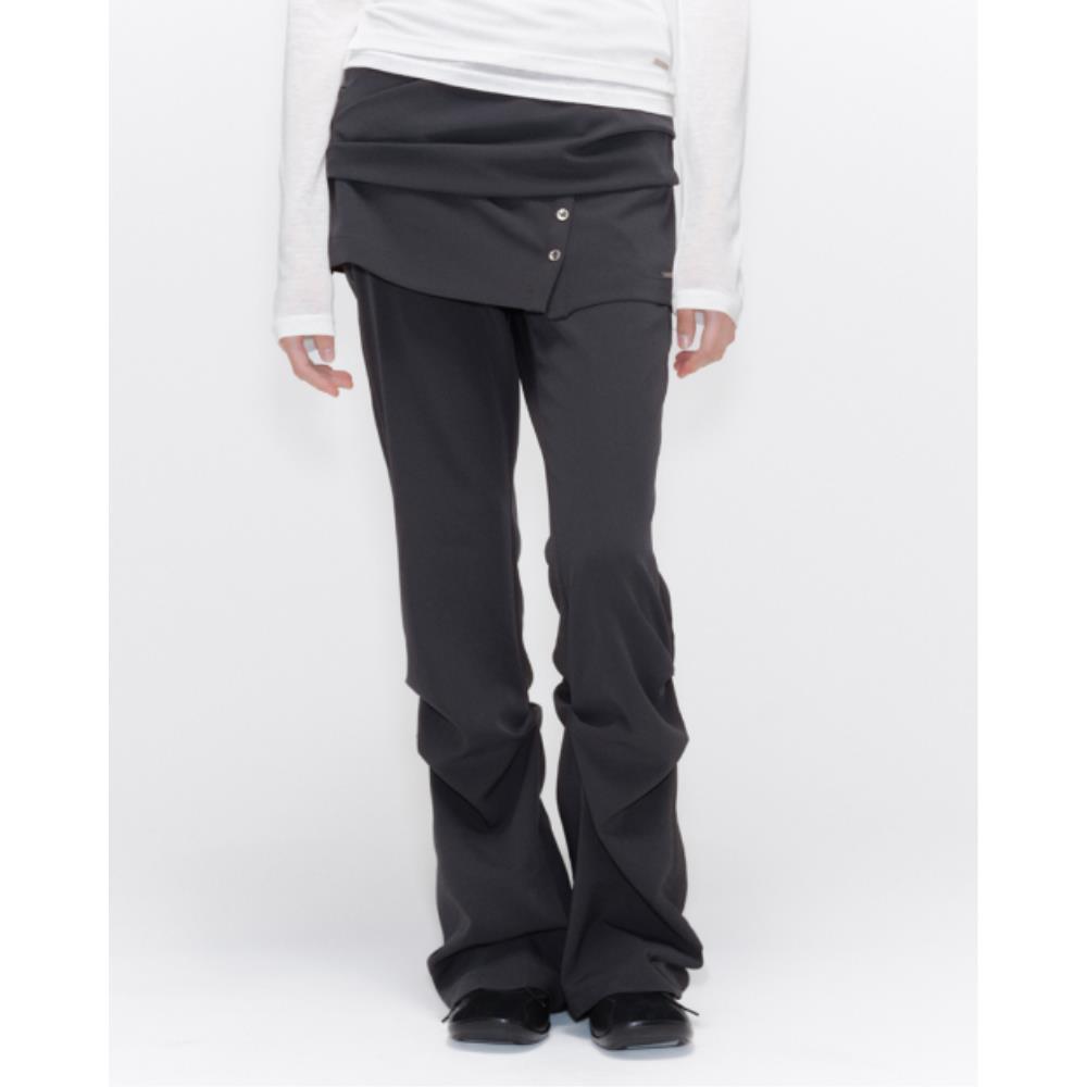 MISEKI SEOUL Draped shirt skirt pants SET CHARCOAL MSK25