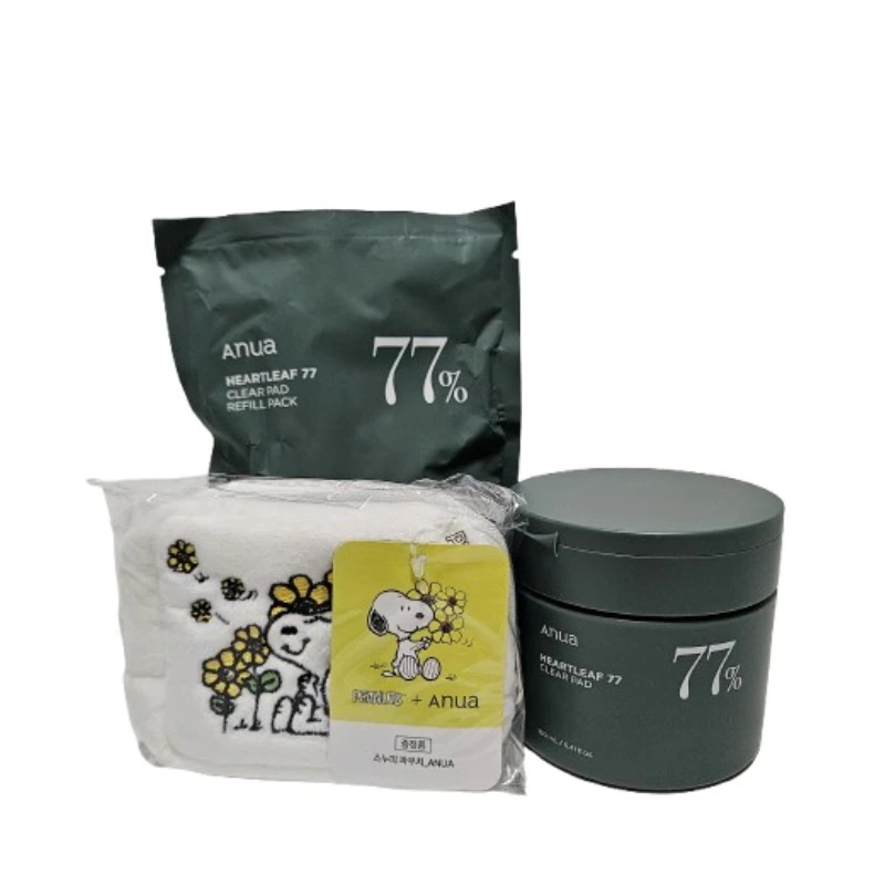 【スヌーピーコラボ】ドクダミ77 クリアパッド 70枚, (本品+リフィル+ポーチ)