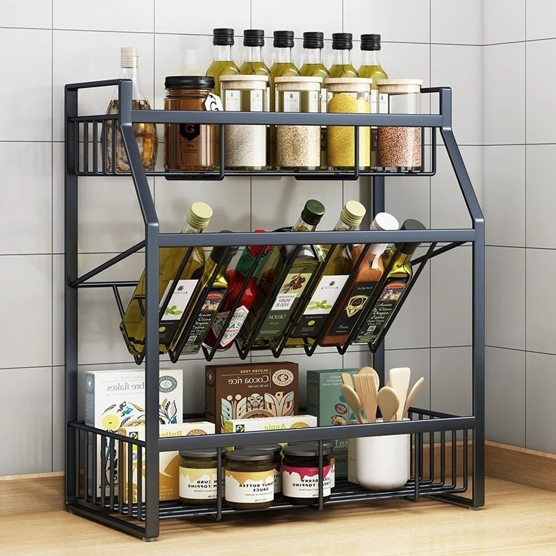 調味料ラック キッチン収納 3段 スパイスラック 収納棚 収納ラック 安定性 生活備品 収納グッズ 新生活応援 雑貨 大容量 調味料入れ 調理台 便利