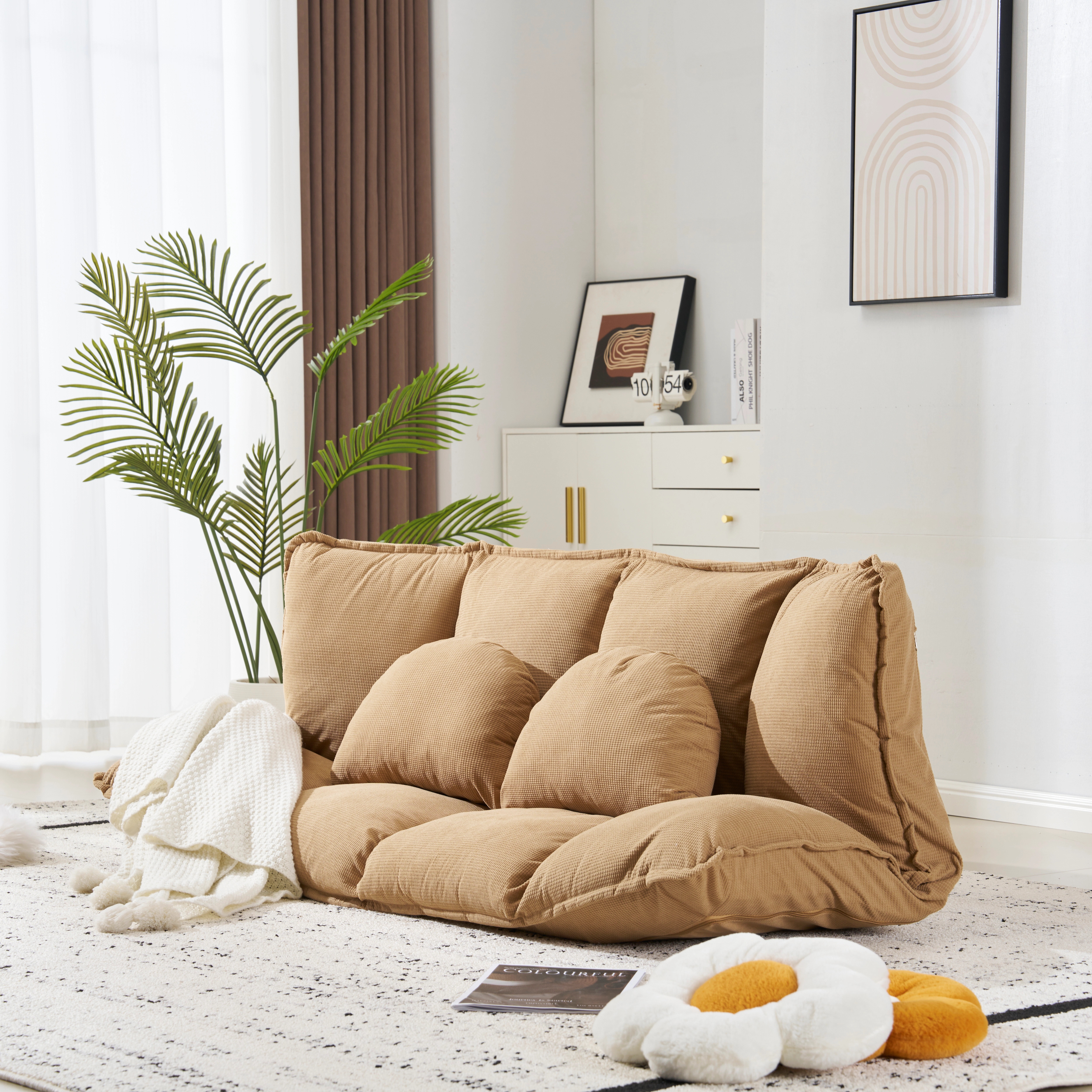 【国内即発送】ソファ ソファベッド フロアソファ コンパクト ローソファ こたつ用 ソファー 2人掛け 1人暮らしマルチに使える3WAY 幅160cm 6段階リクライニング クッション付き 座椅子 1