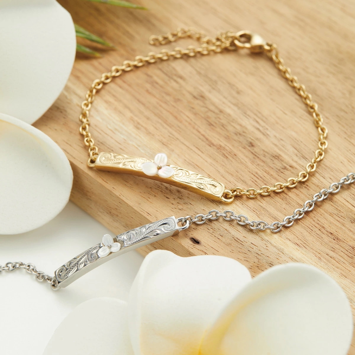 ブレスレット レディース サージカルステンレス316L製 ハワイアンジュエリー シェル プレート