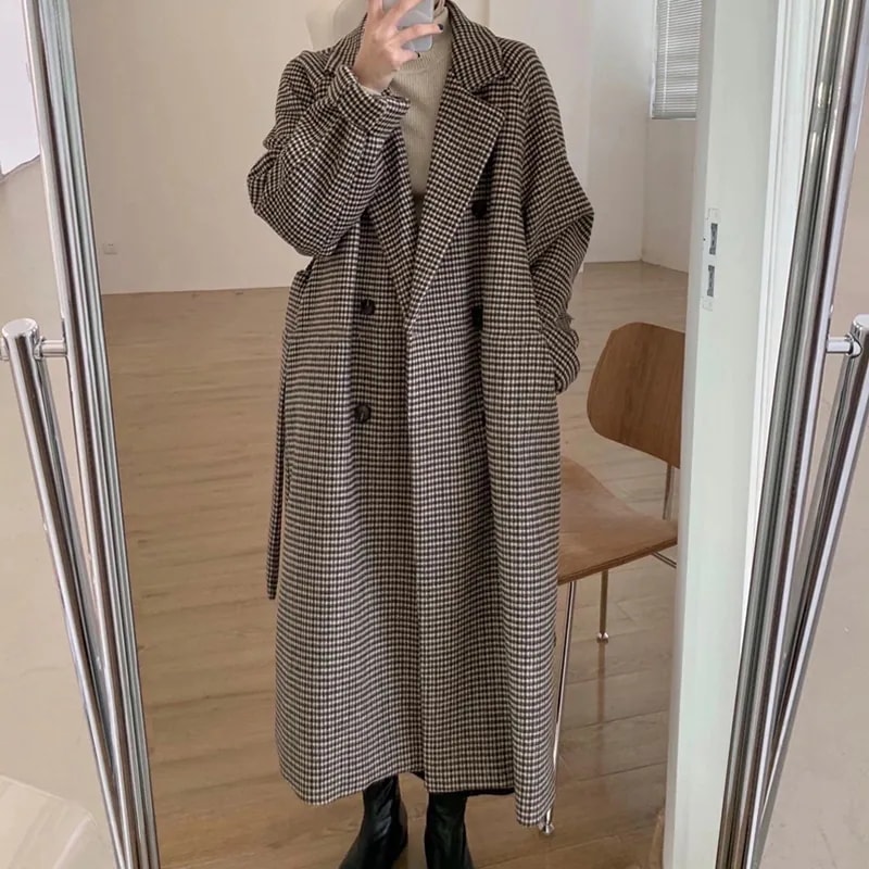 ロングコート レディース チェスターコート チェック柄 ラシャ ウールコート 洋服 アウター オーバ