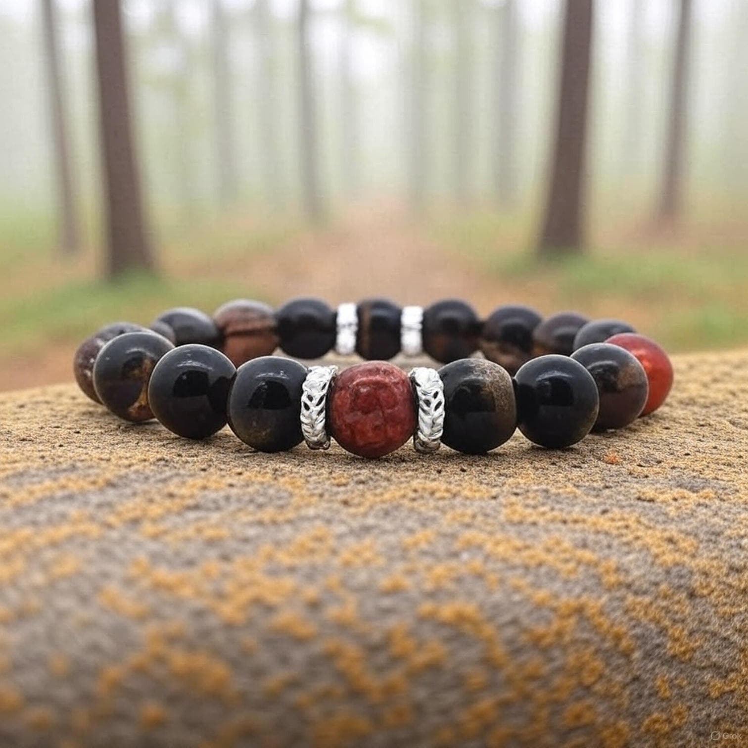 エネルギーフロー ブラウンウッド レッドドラゴンアゲート 風水クリスタル 祝福ブレスレット 14,699円