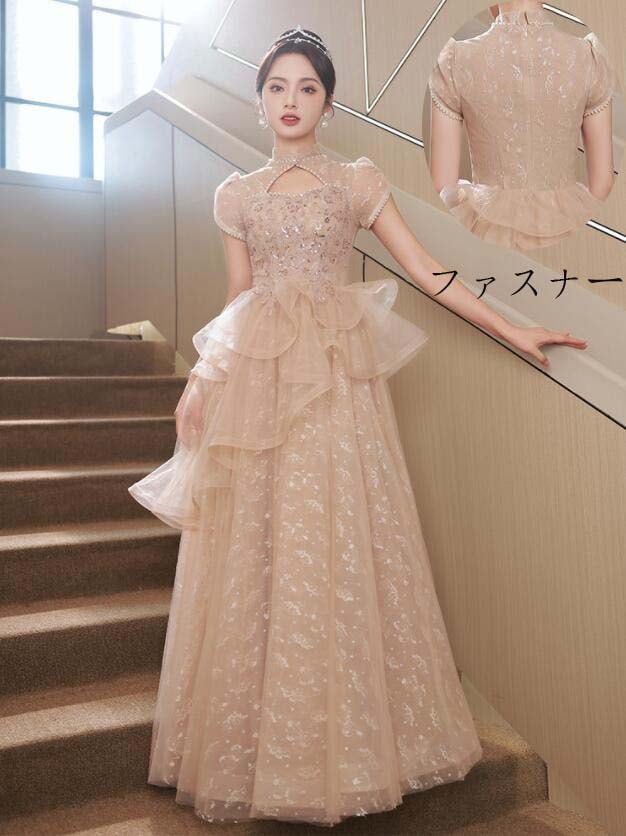 最終在庫マキシ丈ワンピース タイトワンピース 激安立ち襟 ロングドレス イブニングドレス Aライン 撮影 コーラス服 演出会 演奏会 発表会 着痩せ 姫系 パーティードレス ウエディングドレス 披露宴