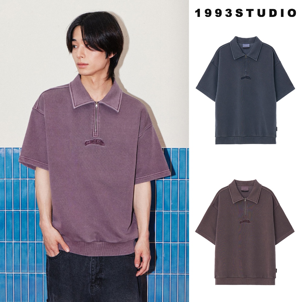 [1993studio] Pigment Half Zip-Up Sweatshirt