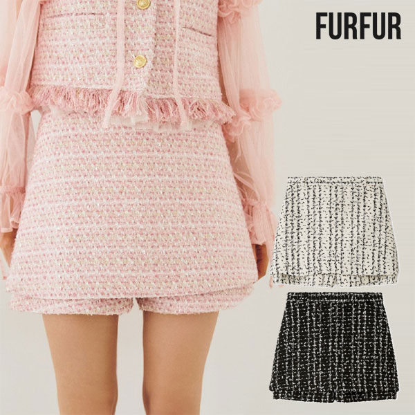 【即納】ファーファー FURFUR ボトムス 25秋冬 ツイードスカショーパン スカート パンツ ミニ丈 rwft254075 rwfp254051