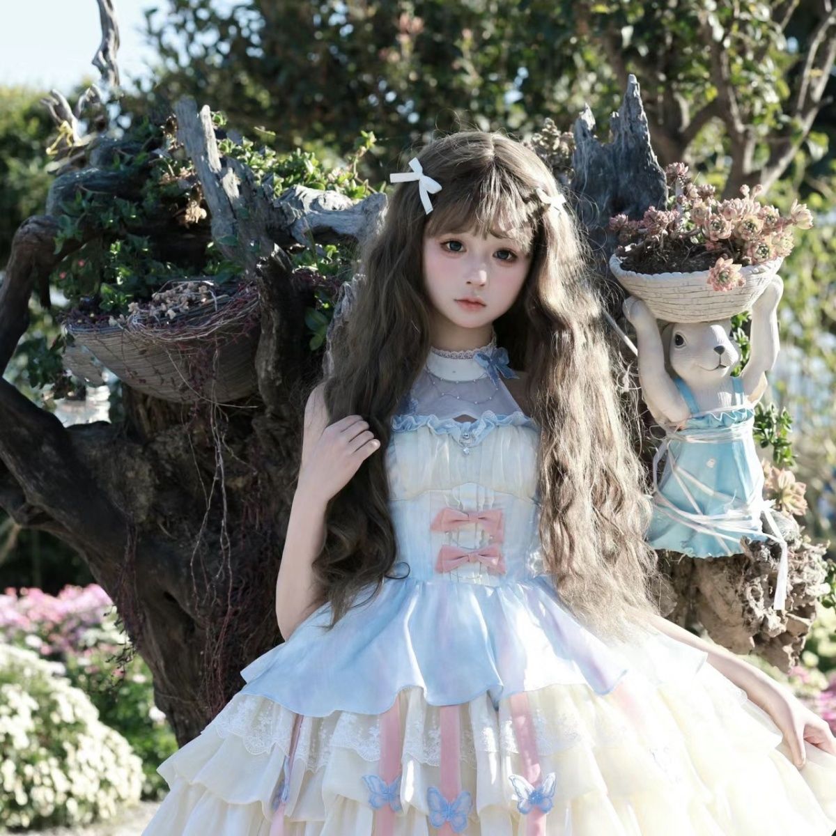 コスチューム キュート ロリータ プリンセススタイル ネックライン サスペンダー ショートスカート パフスカートロリータ