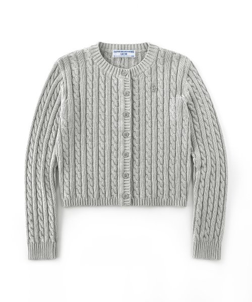 LOGO CABLE KNIT CARDIGAN - GRAY