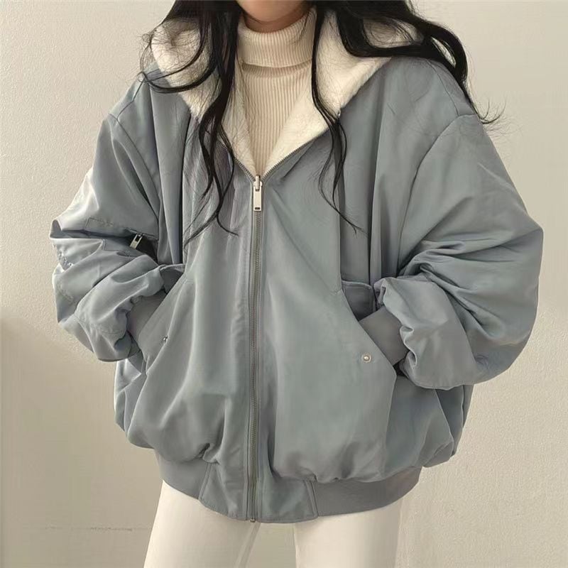 綿 ニューデザイン カジュアル 両面着用 上着 子羊の毛 韓国版 ゆったり あたたまる 裏起毛 ジャケット