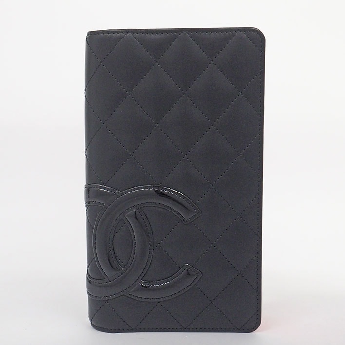 【美品】シャネル CC 二つ折り ココマーク ロングウォレット カンボンライン レディース 【二つ折り財布（小銭入れあり）】