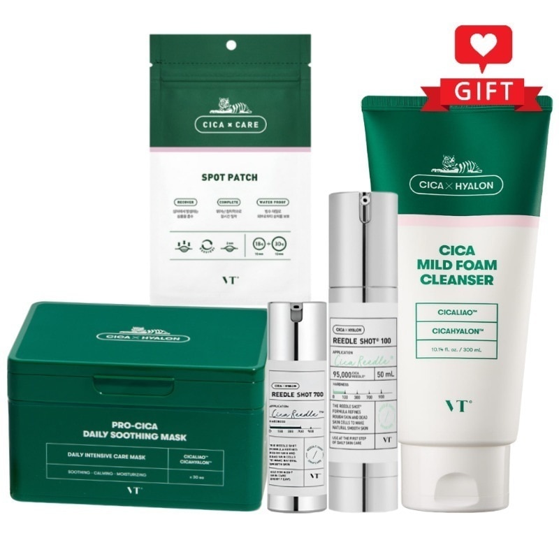 CICA 5種セット(クレンザー300ml＋マスク30枚＋リードルショット100・700＋スキンパッチ)