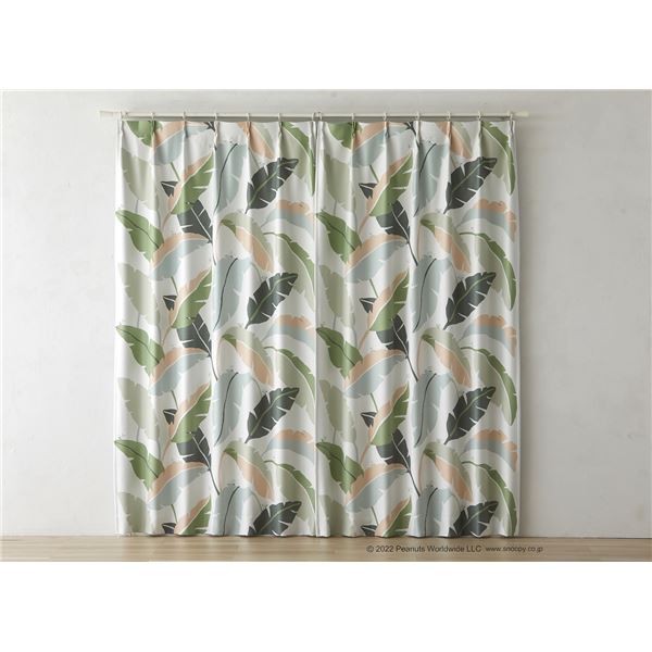 スミノエ PEANUTS 遮光カーテン ワイルドリーフ 約幅100x丈135cm グリーン 1枚入 日本製