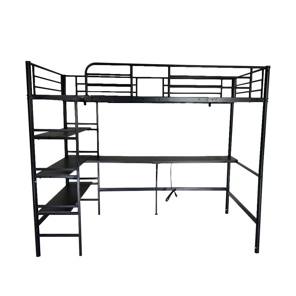 ロフトベッド シングル パイプベッド 収納棚 デスク付き 風 コンセント付き 収納 子供ベッド 耐震 ベッド パイプ 金属 はしごGG5072 Black MetalG17 28,062円