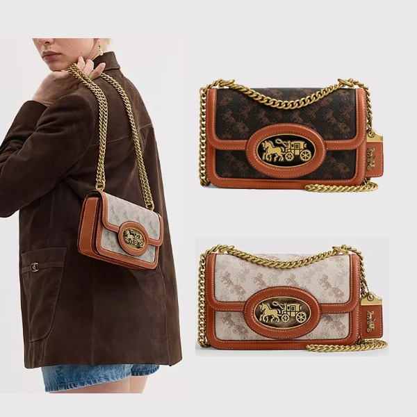 Hero Horse and Carriage Print Shoulder Bag Truffle CAS83