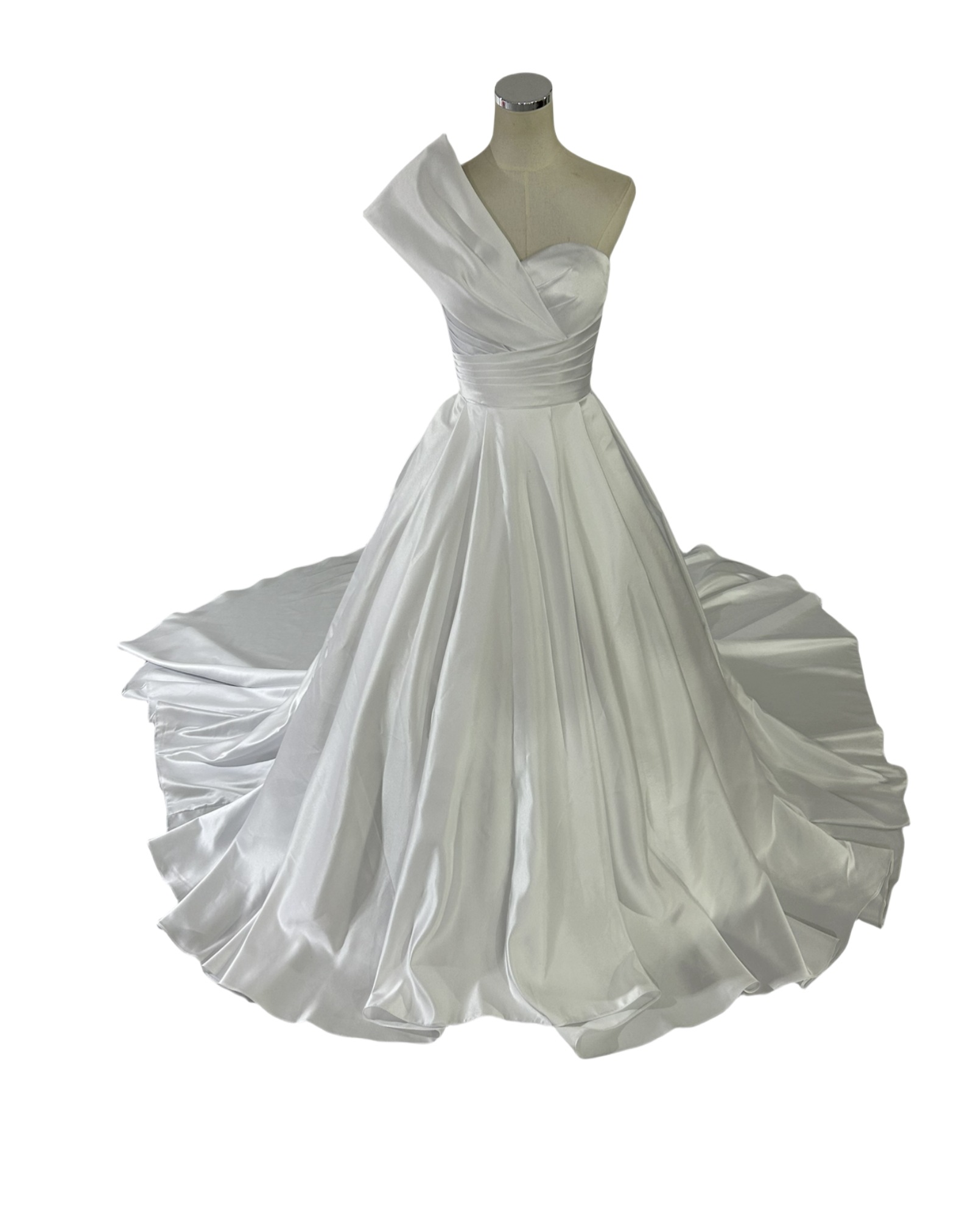 エレガント ウエディングドレス ワンショルダー Aライン ロングトレーン 演奏会/音楽会