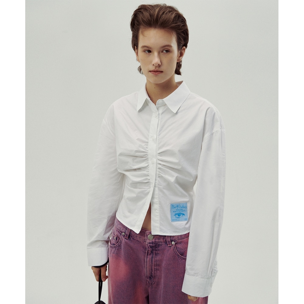 SINOON コットンクロップドシャーリングシャツ