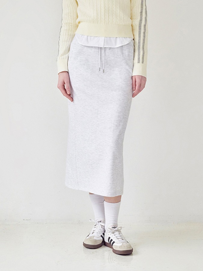 KIRSH PLAIN JERSEY LONG SKIRT [MELANGE GRAY]