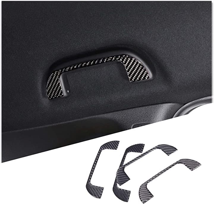 FOR Honda N-BOX 2017-2021年適用 ホンダN-BOX 2018 2019 2020 ルーフハンドルステッカー( 黒-ケーボン繊維)