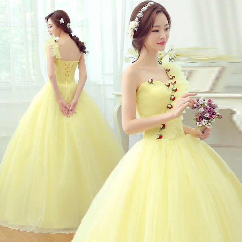 カラードレス ウェディングドレス ロングドレス 演奏会 コンサート 舞台衣装 大きいサイズ ワイン イエロー