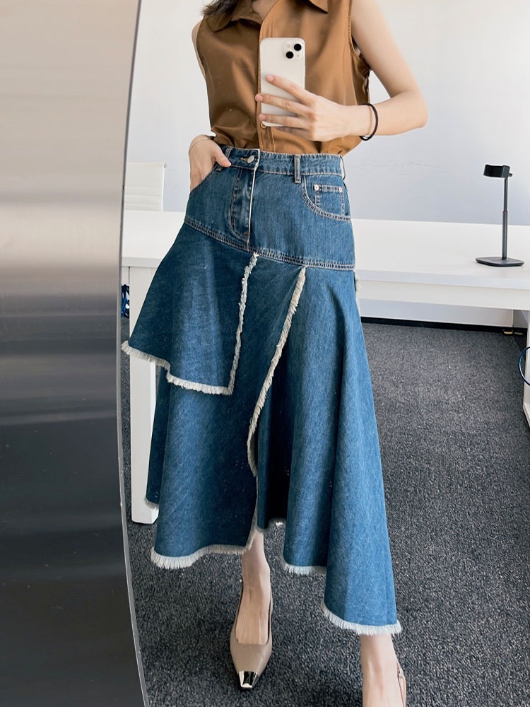 イレギュラーデニムスカート ミドル丈スカート デニムスカート. 不規則デザイン モード系 レディース オシャレ デートコーデ オフィスコーデ ママコーデ C262 5,382円