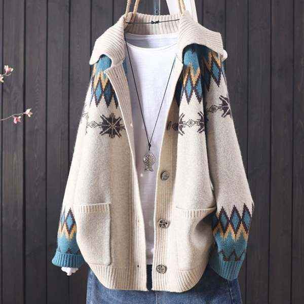 今マストバイ スウィート ゆったり ニット シングルブレスト 折り襟 カジュアル森ガールカーデ