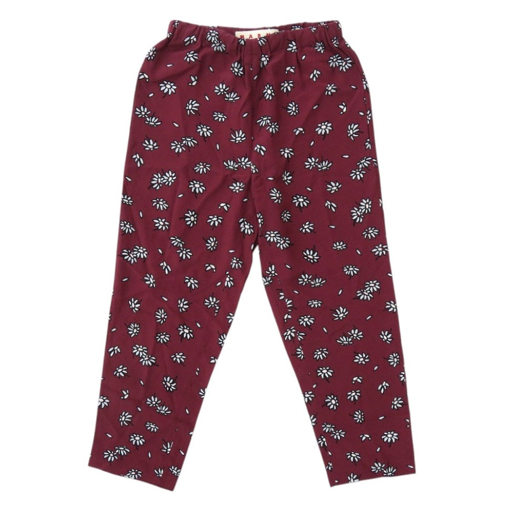 新品同様 Frank Navin フランクナヴィン コラボ 総柄 パンツ シルク ボルドー 0958【中古】 レディース