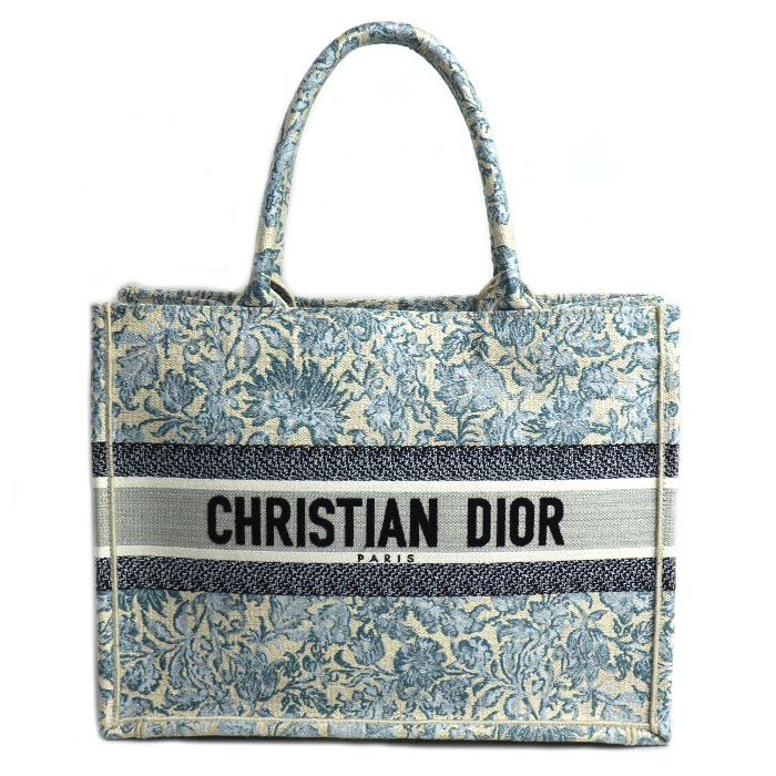 Christian Dior クリスチャンディオール ブックトート ミディアム トートバッグ ブルー マルチ レディース 中古