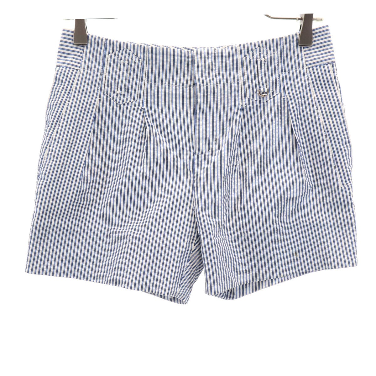 イタリア製 ストライプ柄 シアサッカー ショートパンツ 36 ホワイト レディース 古着