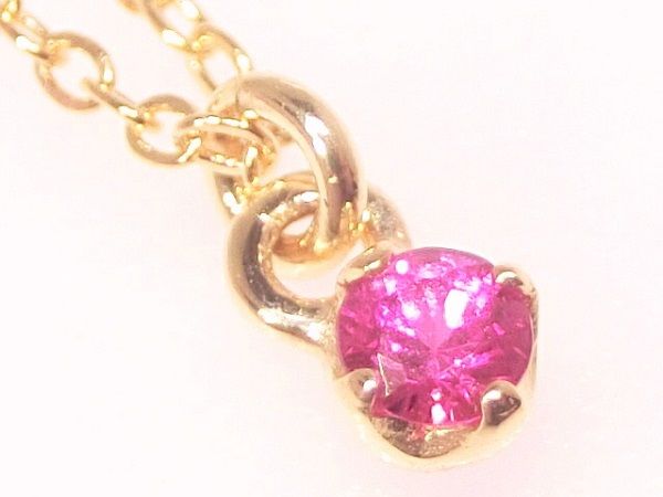18金 一粒 天然 ルビー ネックレス 18K YG 14K GF ko37 プレゼント