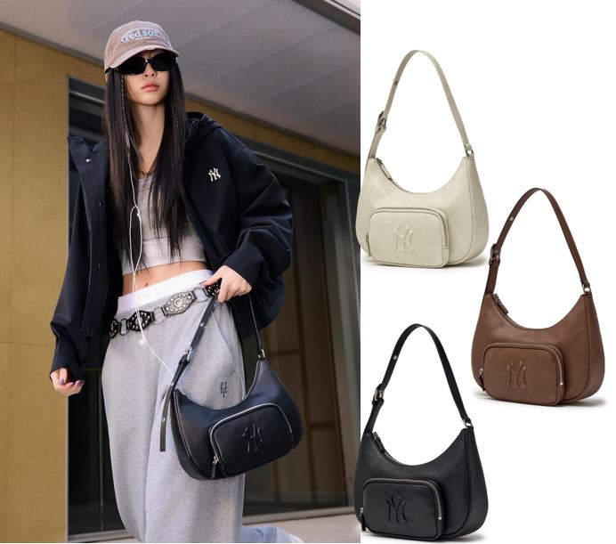 Basic Vintage Logo Hobo Bag (3ABQV026N-50CRS,3ABQV026N-50BRS,3ABQV026N-50BKS)